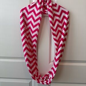 Pink and White Chevron Infinity Scarf